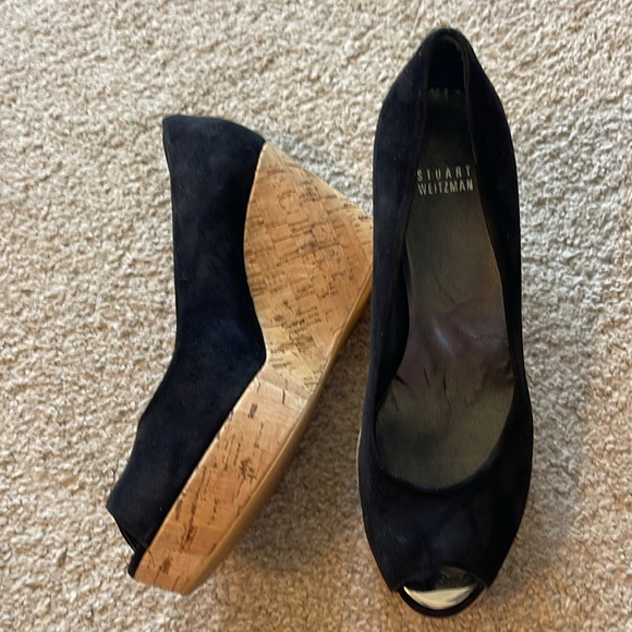 Stuart Weitzman black suede 4 inch wedges - Picture 8 of 9